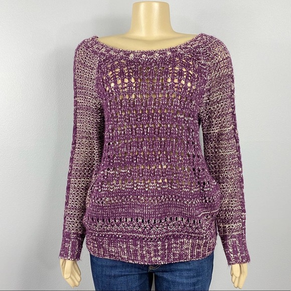 3/$35 Narciso Rodriguez Purple Knit Sweater Large - Picture 3 of 6